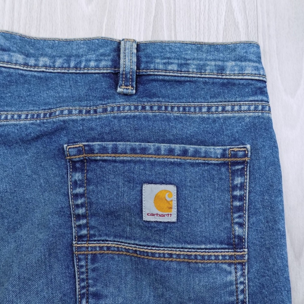 Carhartt Slim Tapered Jeans Mens 42x30 Blue Stretch Workwear Utility EUC